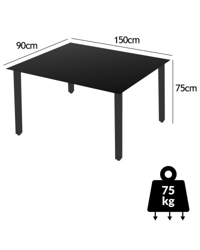 Designer Gartentisch Aluminium Anthrazit 150 mal 90 Zentimeter
